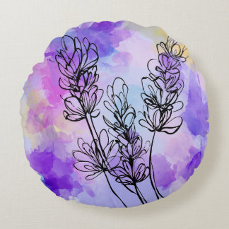 Abstrakt Lavender Round Dekorativ kudde