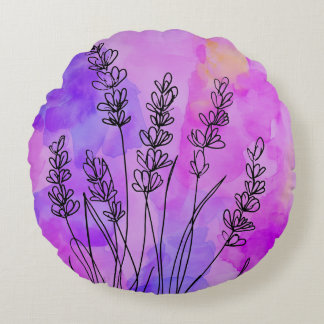 Abstrakt Lavender Round Dekorativ kudde