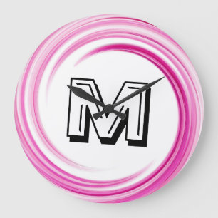 Abstrakt Lavender Swirl Monogram Stor Klocka