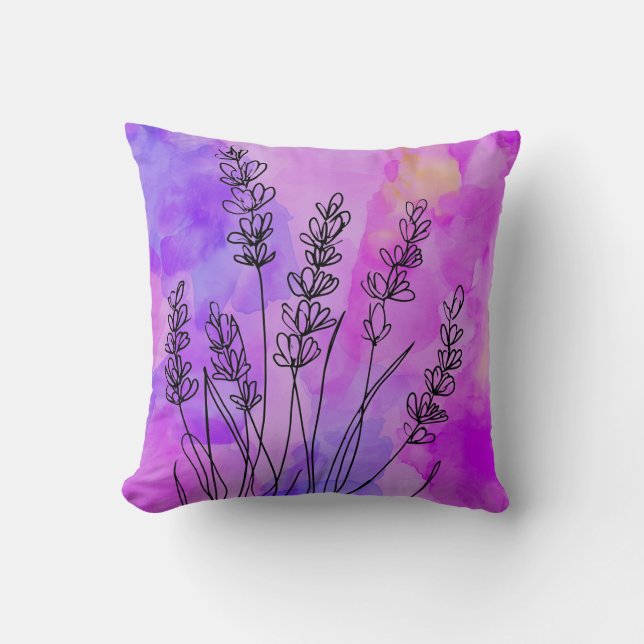 Abstrakt Lavender Watercolor Dekorativ kudde (Framsida)