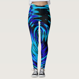 Abstrakt Leggings med swirls i Blå svart vitt