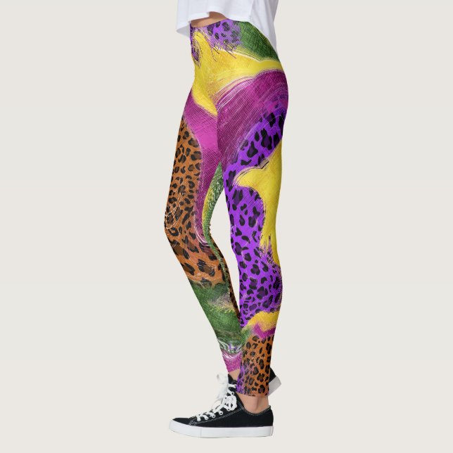 abstrakt leggins, leopardleggins leggings (Vänster)