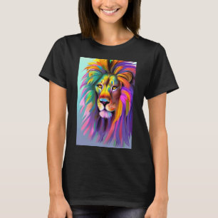 Abstrakt Lejon Ansikte Mystical Fantasy Art T Shirt