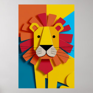 Abstrakt Lejon Poster - Djurkonst för heminredning