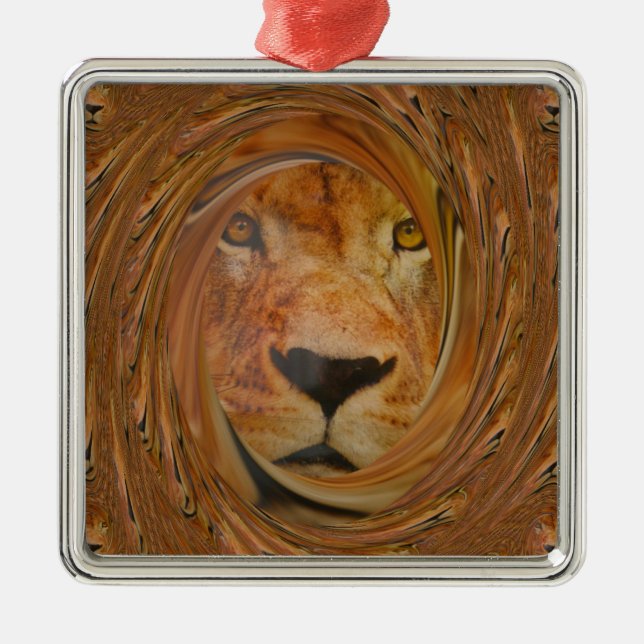 Abstrakt Lejon Safari Art-utskrift Julgransprydnad Metall (Framsidan)