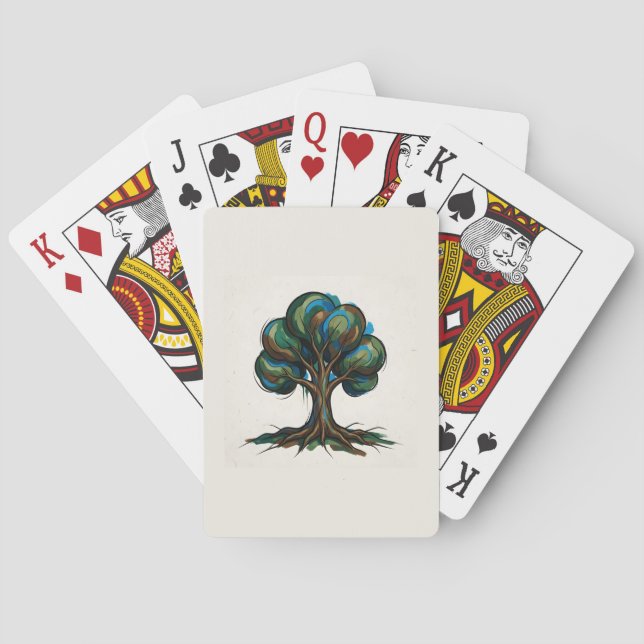 Abstrakt lekfull trädkonst casinokort (Baksidan)
