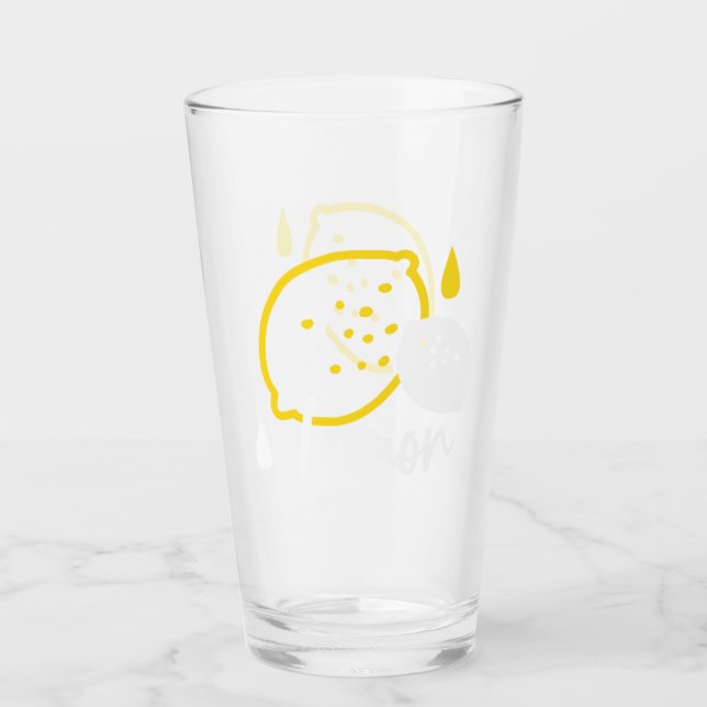 Abstrakt Lemon Illustration - Färsk citruskonst Glaskopp (Framsida)