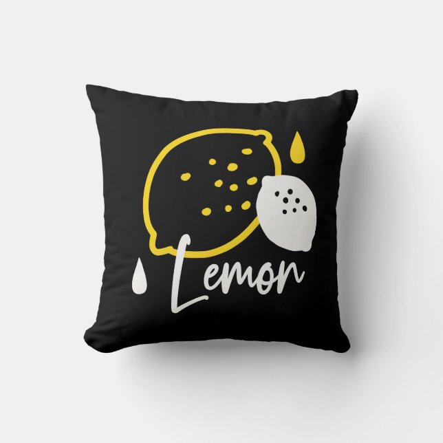 Abstrakt Lemon Illustration - Färsk citruskonst Kudde (Framsida)