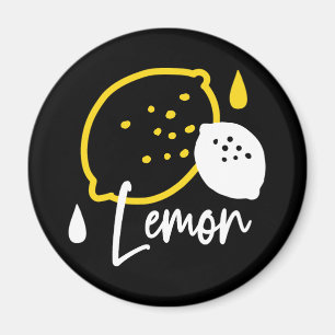 Abstrakt Lemon Illustration - Färsk citruskonst Magnet