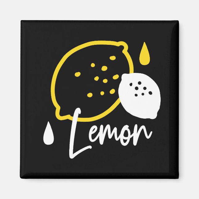 Abstrakt Lemon Illustration - Färsk citruskonst Magnet (Framsidan)