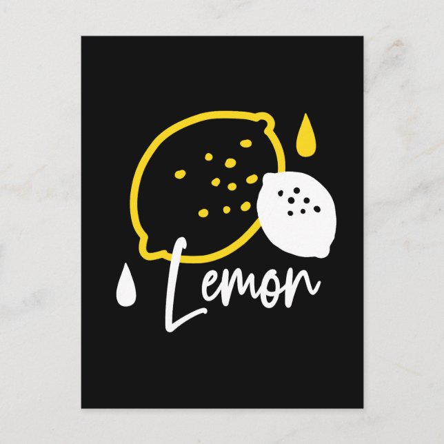 Abstrakt Lemon Illustration - Färsk citruskonst Vykort (Framsida)