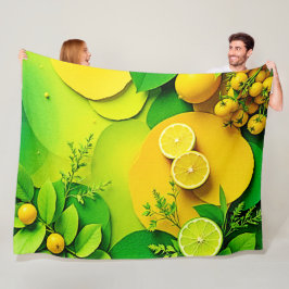 Abstrakt Lemon Lime Natur Art Fleecefilt