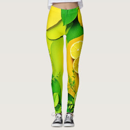 Abstrakt Lemon Lime Natur Art Leggings