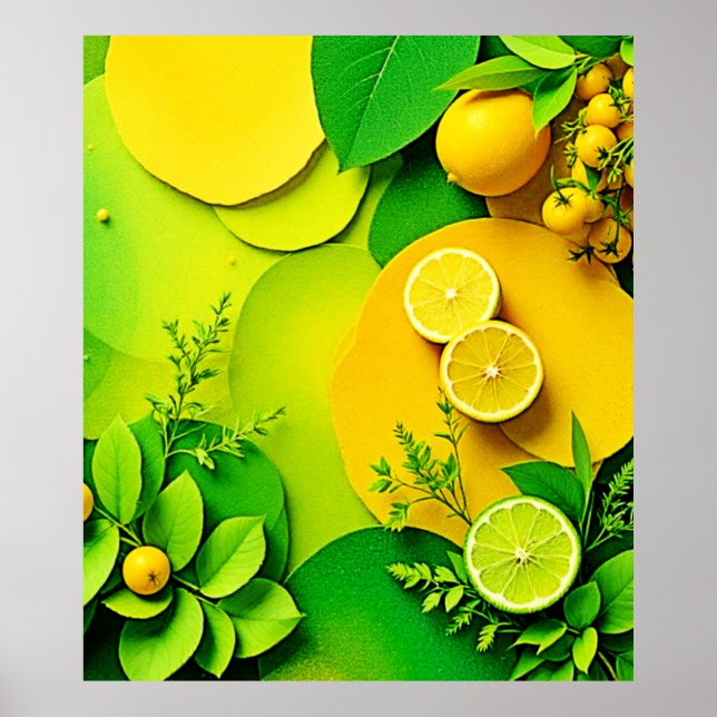 Abstrakt Lemon Lime Natur Art Poster (Framsidan)