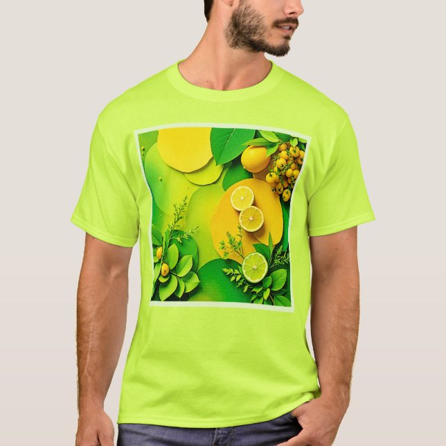 Abstrakt Lemon Lime Natur Art T Shirt (Framsida)