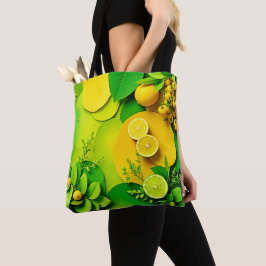 Abstrakt Lemon Lime Natur Art Tygkasse