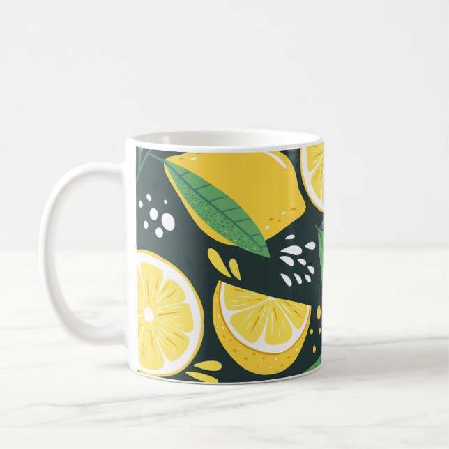 Abstrakt Lemon: Modern Art Seamless. Kaffemugg (Vänster)
