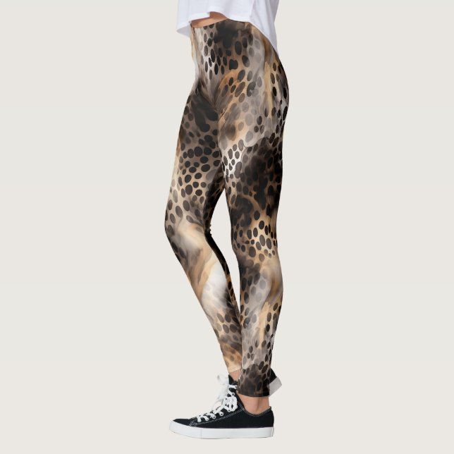 Abstrakt Leopard Animal Print Leggings (Vänster)