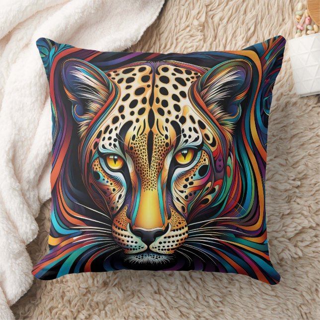 ABSTRAKT LEOPARD CUSHION KUDDE (Filt)