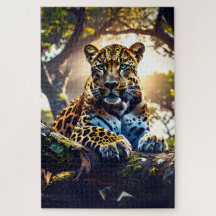 - Abstrakt Leopard i Träd Pussel – Djärv Vilda Dju