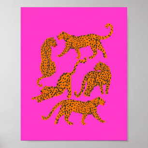 Abstrakt leopard med röda läppar illustration poster