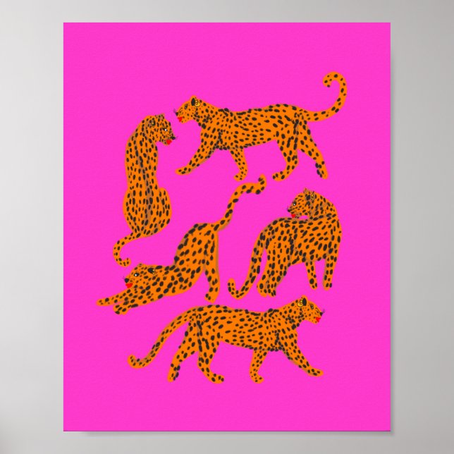 Abstrakt leopard med röda läppar illustration poster (Framsidan)