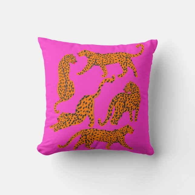 Abstrakt leopard med rött läppar illustration post kudde (Framsida)