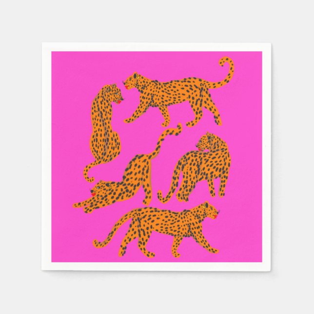 Abstrakt leopard med rött läppar illustration post pappersservett (Framsidan)