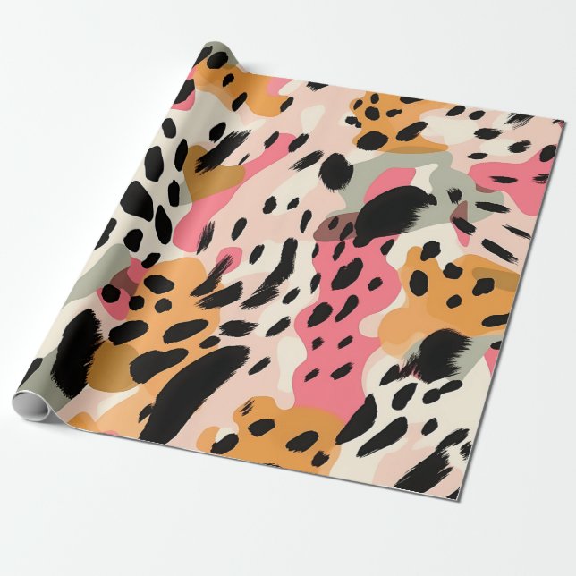 Abstrakt Leopard Mönster Wrapping Papper Presentpapper (Utrullad)