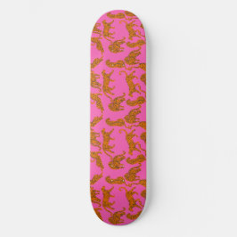 Abstrakt leoparder med rött läppar mini skateboard bräda 18,5 cm