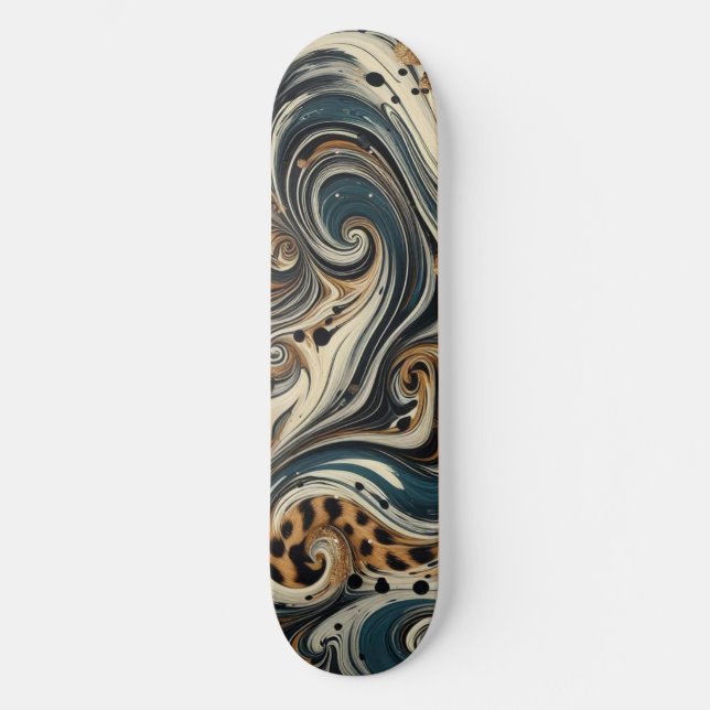 Abstrakt Leopardyckel Spiral Mini Skateboard Bräda 18,5 Cm (Framsida)