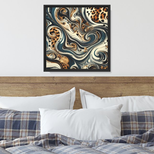 Abstrakt Leopardycktryck Virvel Canvastryck (Insitu (sovrum))