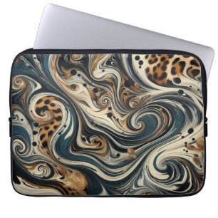 Abstrakt Leopardycktryck Virvel Laptop Fodral