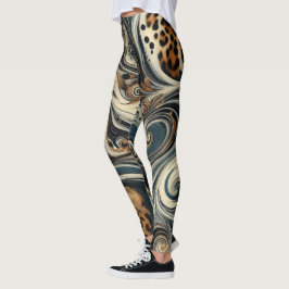 Abstrakt Leopardycktryck Virvel Leggings