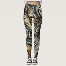 Abstrakt Leopardycktryck Virvel Leggings