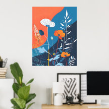 Abstrakt Levande Blomster Affisch