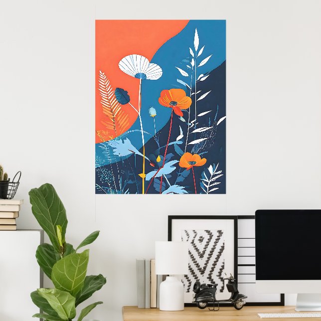 Abstrakt Levande Blomster Affisch (Hemmakontoret)