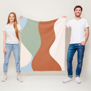 Abstrakt Ligcape Art - Terracotta, Sage & Himmel B Fleecefilt
