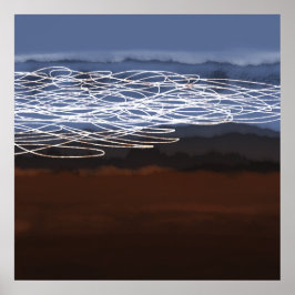 Abstrakt Ligcape Brown Blue Modern Art Poster