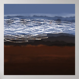Abstrakt Ligcape Brown Blue Modern Art Poster