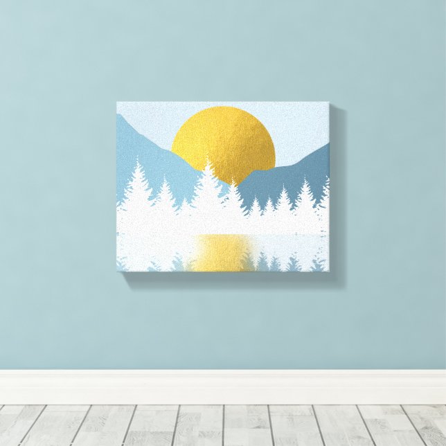 Abstrakt Ligcape Golden Winter Sunset Sunrise Canvastryck (Insitu (trägolv))