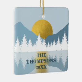 Abstrakt Ligcape Golden Winter Sunset Sunrise Julgransprydnad Keramik