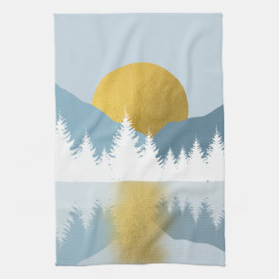Abstrakt Ligcape Golden Winter Sunset Sunrise Kökshandduk
