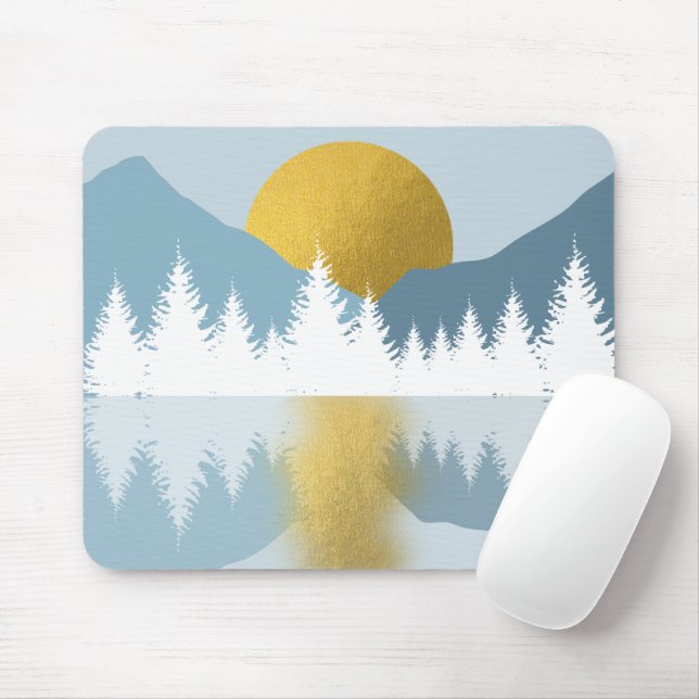 Abstrakt Ligcape Golden Winter Sunset Sunrise Musmatta (Med mus)