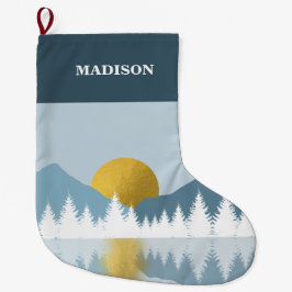 Abstrakt Ligcape Golden Winter Sunset Sunrise Stor Julstrumpa