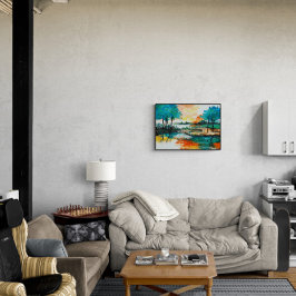 Abstrakt liggande, färglös akrylmålning poster