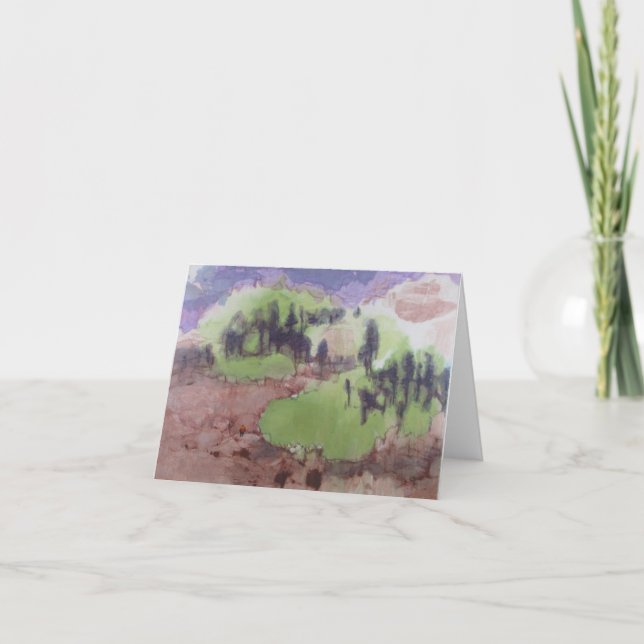 Abstrakt liggande - Figur i Grönt Hilly Area Kort (Framsida)