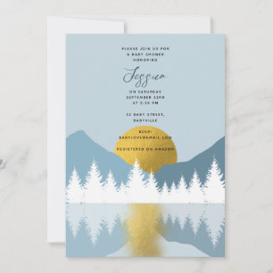 Abstrakt liggande Golden Winter Baby Shower Boy Inbjudningar