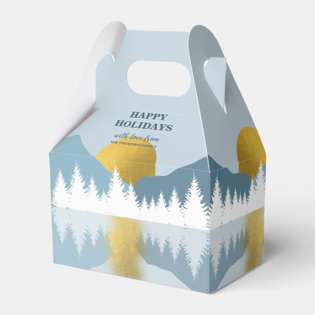 Abstrakt Liggande Golden Winter Glad helg Presentaskar (Framsidan Sidan)