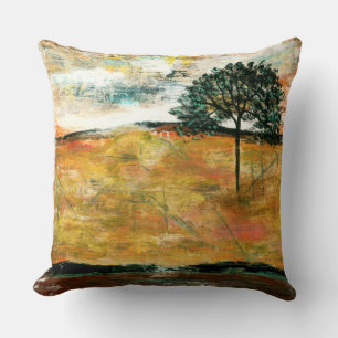 Abstrakt liggande konst, Träd Rustic Painting Kudde